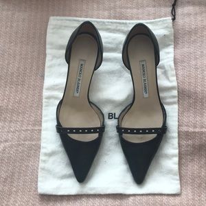 Manolo blahnik d’Orsay kitten heels.